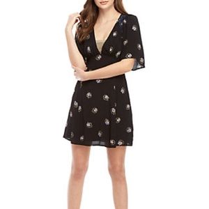 NWT free people plunge black dress with lace